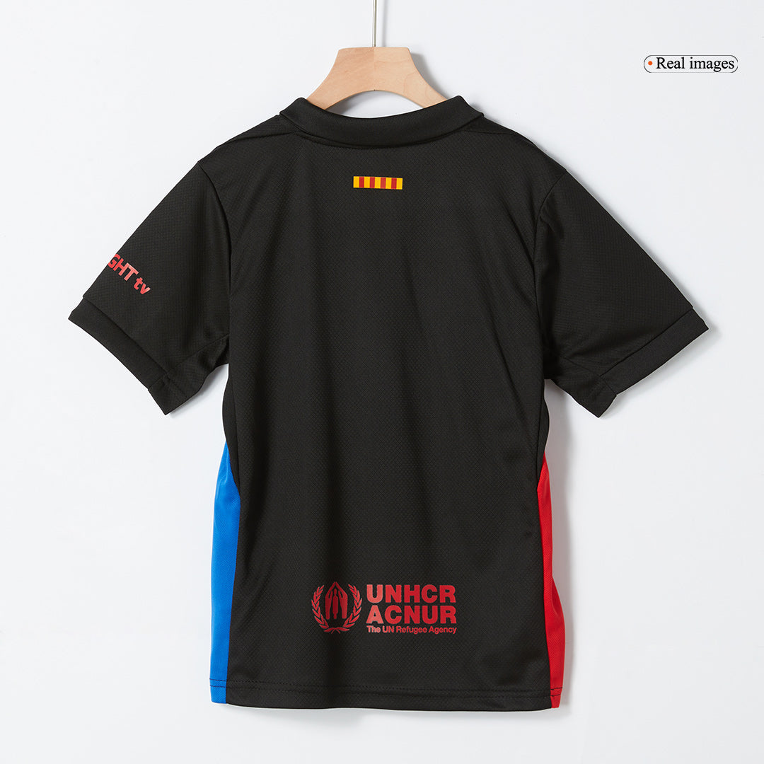 Kid's Barcelona Away Soccer Jersey Kit(Jersey+Shorts) 2024/25 - Spotify Logo Without Text Top Soccer Jerseys Store