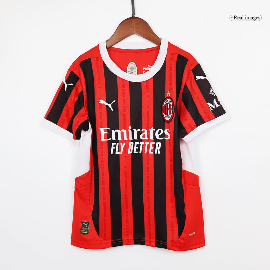 Kid's AC Milan Home Soccer Jersey Kit(Jersey+Shorts) 2024/25 Top Soccer Jerseys Store