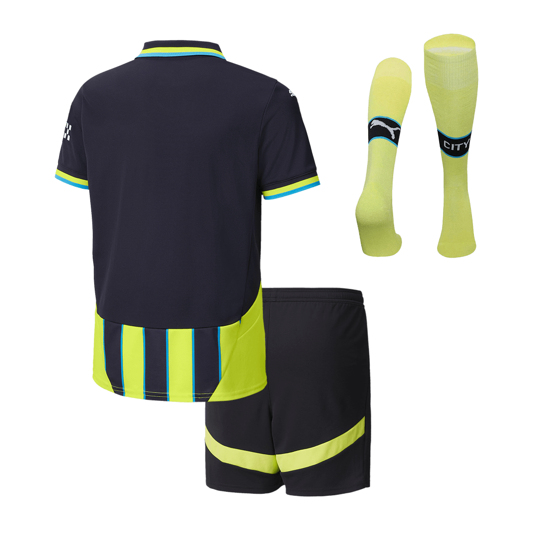 Kid's Manchester City Away Soccer Jersey Kit(Jersey+Shorts+Socks) 2024/25 Top Soccer Jerseys Store