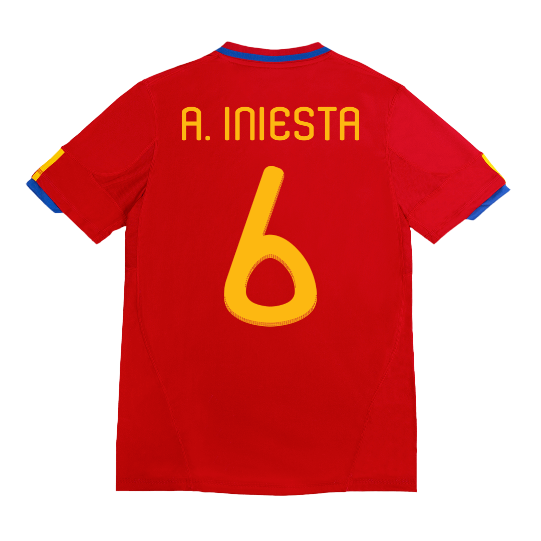 Retro A. INIESTA #6 2010 Spain Home Soccer Jersey Top Soccer Jerseys Store