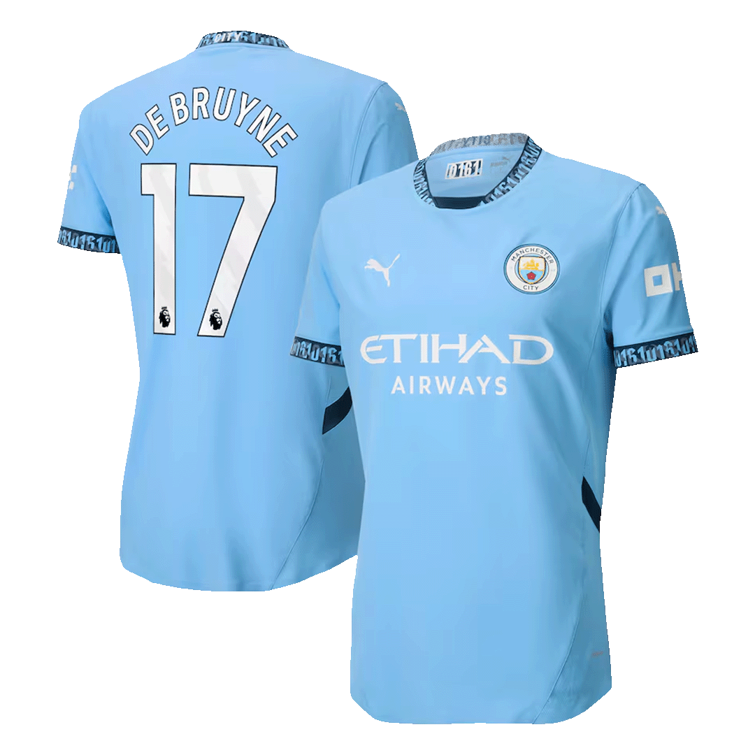 Player Version DE BRUYNE #17 Manchester City Home Soccer Jersey 2024/25 Top Soccer Jerseys Store
