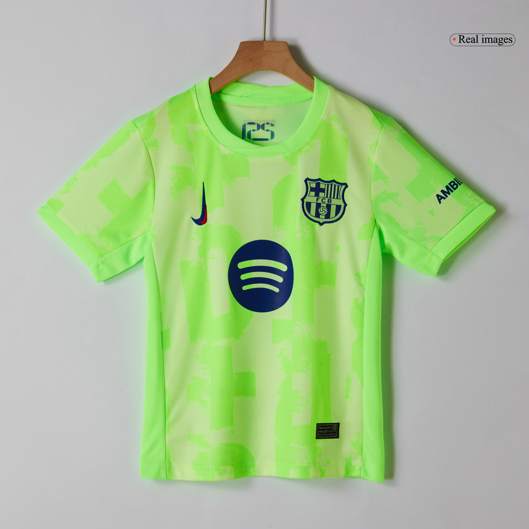 Kid's Barcelona Third Away Soccer Jersey Kit(Jersey+Shorts+Socks) 2024/25- UCL (Spotify Logo Without Text) Top Soccer Jerseys Store