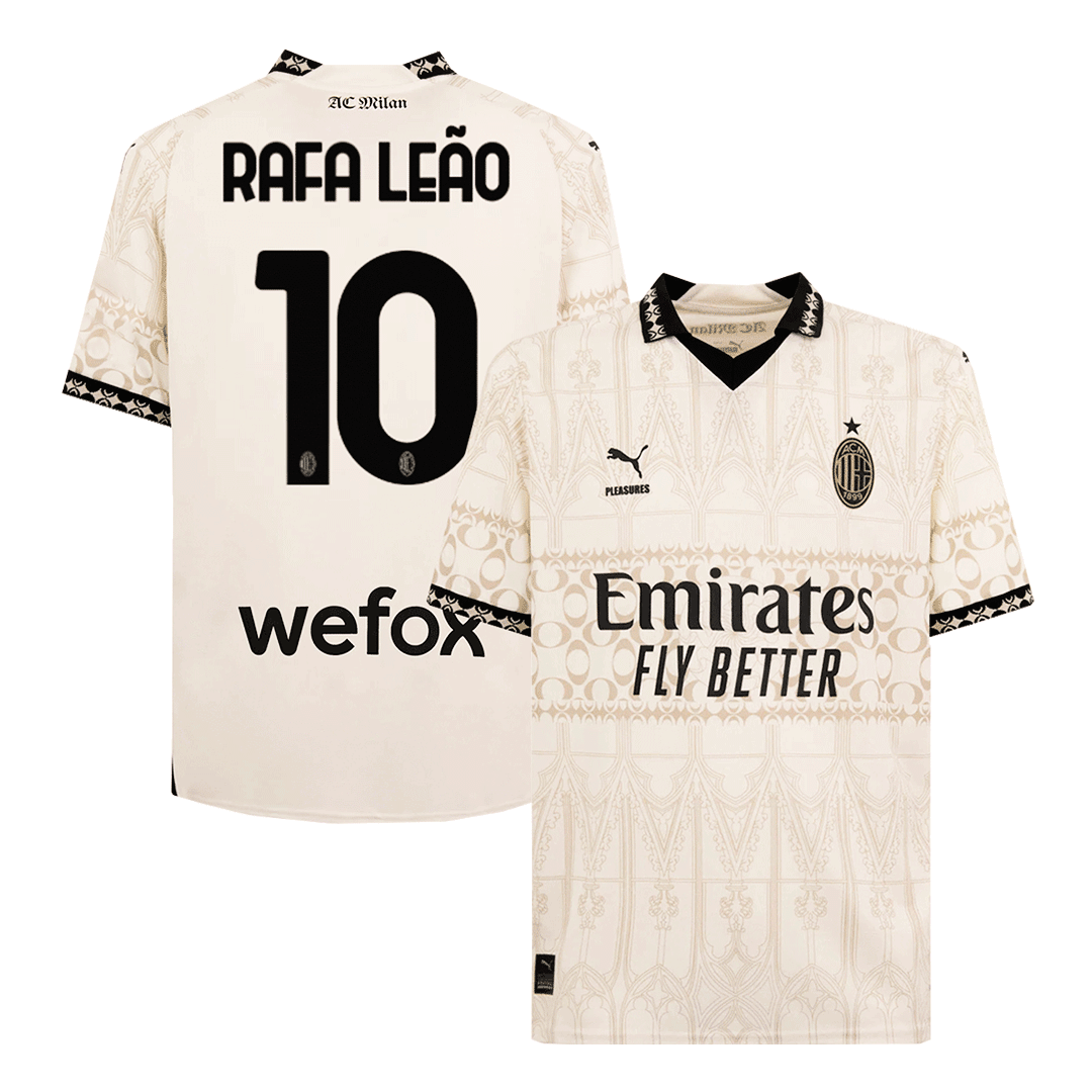 RAFA LE?O #10 AC Milan X Pleasures Fouth Away Soccer Jersey 2023/24 Top Soccer Jerseys Store