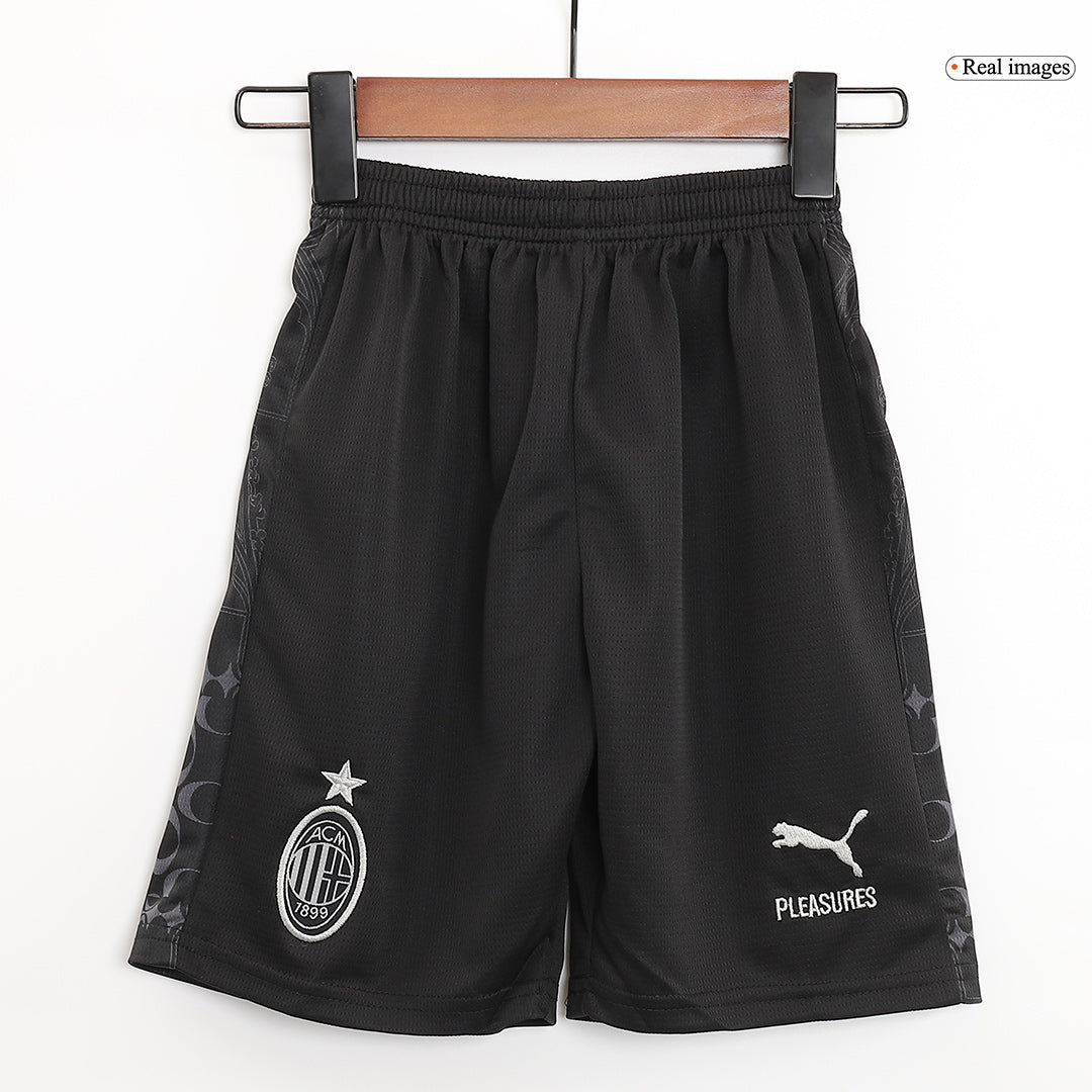 Kid's AC Milan x Pleasures Fourth Away Soccer Jersey Kit(Jersey+Shorts) 2023/24 Top Soccer Jerseys Store
