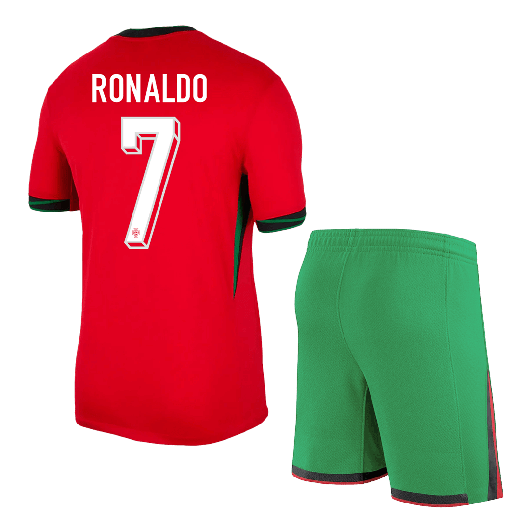 [Super Quailty] Men's Portugal RONALDO #7 Home Jersey (Jersey+Shorts) Kit Euro 2024