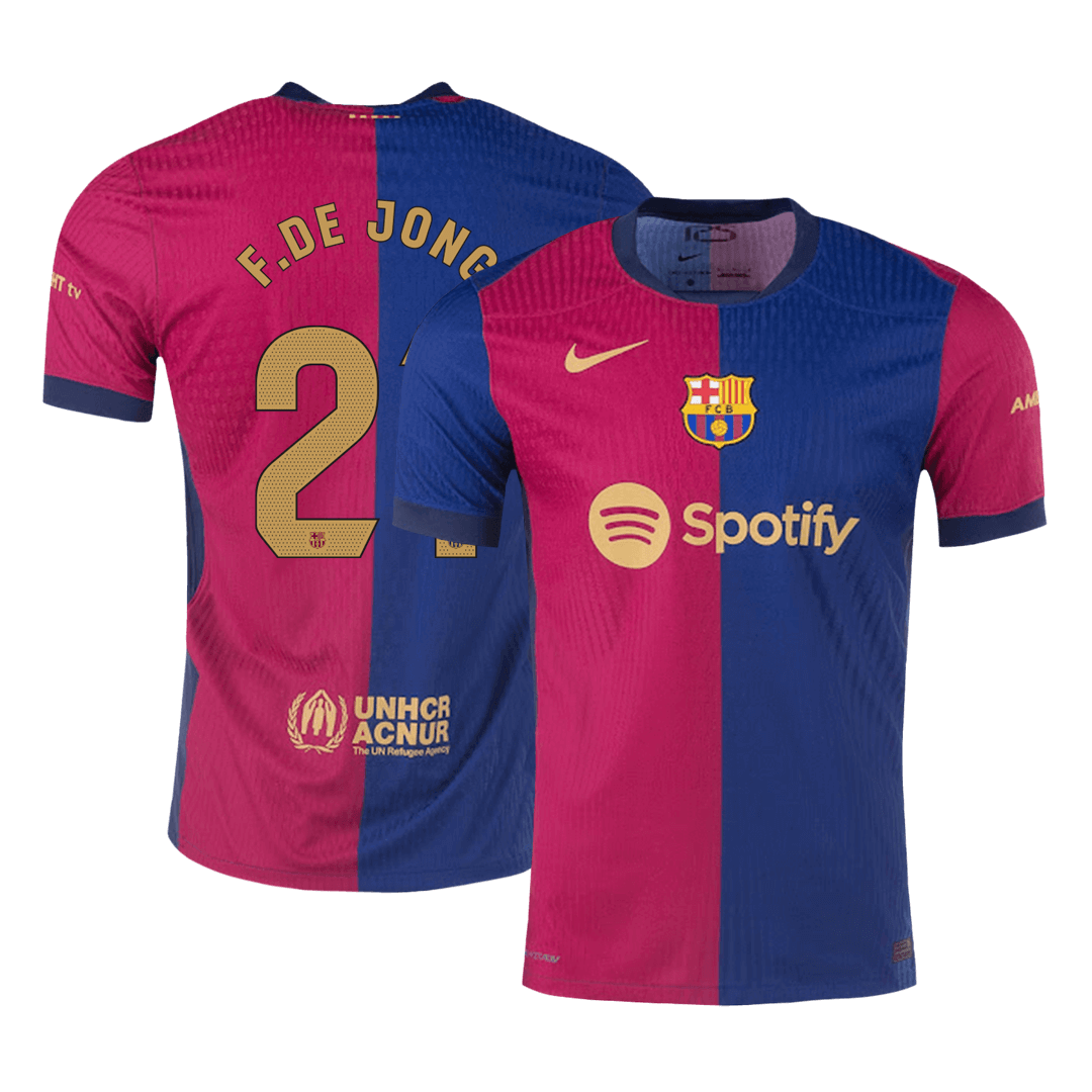 Player Version F.DE JONG #21 Barcelona Home  Soccer Jersey 2024/25 Top Soccer Jerseys Store