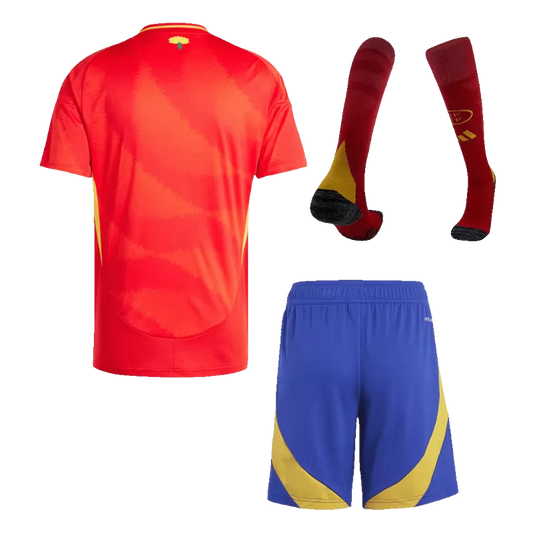 Spain Home Soccer Jersey Kit(Jersey+Shorts+Socks) 2024/25