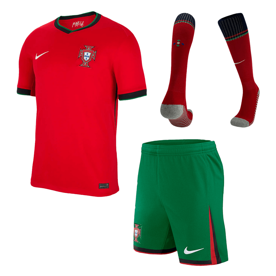 [Super Quailty] Men's Portugal Home Jersey Full Kit Euro 2024