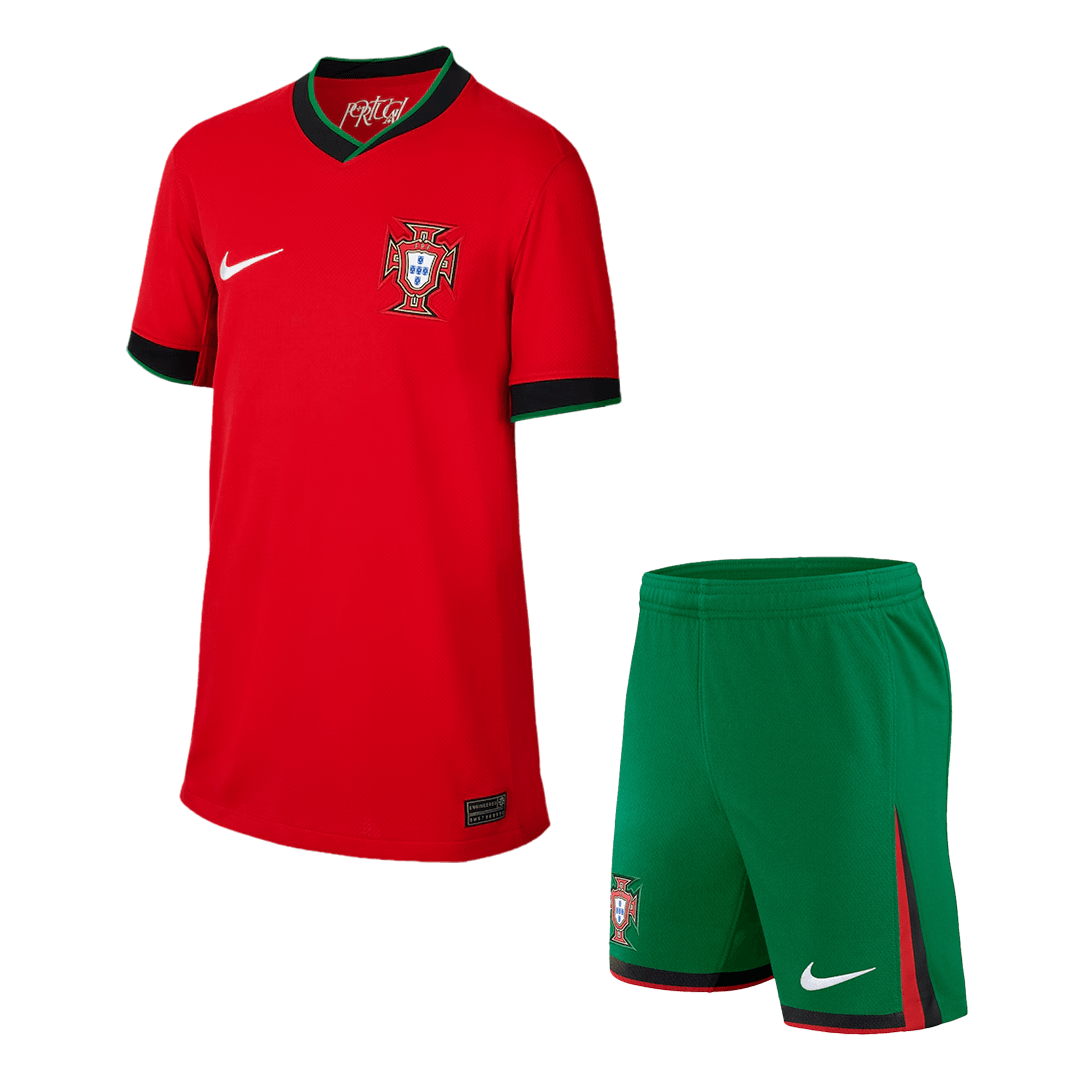 Kid's Portugal Home Jerseys Kit(Jersey+Shorts) Euro 2024