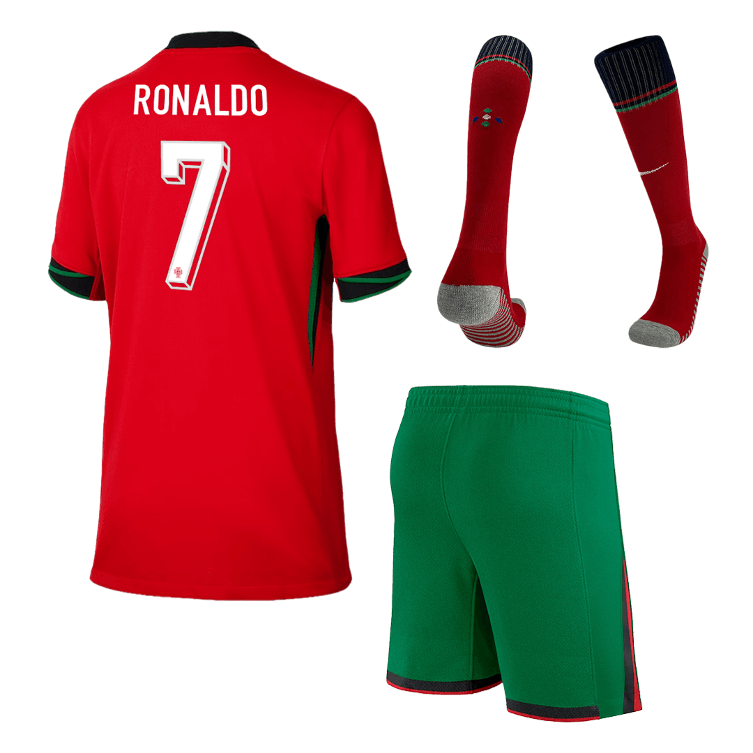 Kid's Portugal RONALDO #7 Home Jerseys Full Kit Euro 2024