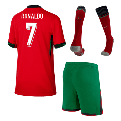 Kid's Portugal RONALDO #7 Home Jerseys Full Kit Euro 2024