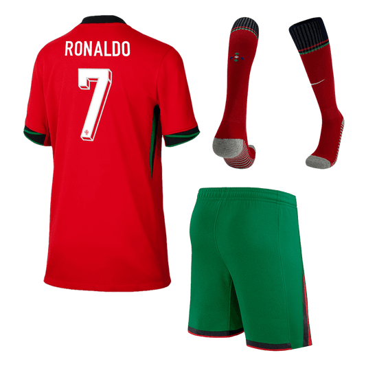 Kid's Portugal RONALDO #7 Home Jerseys Full Kit Euro 2024