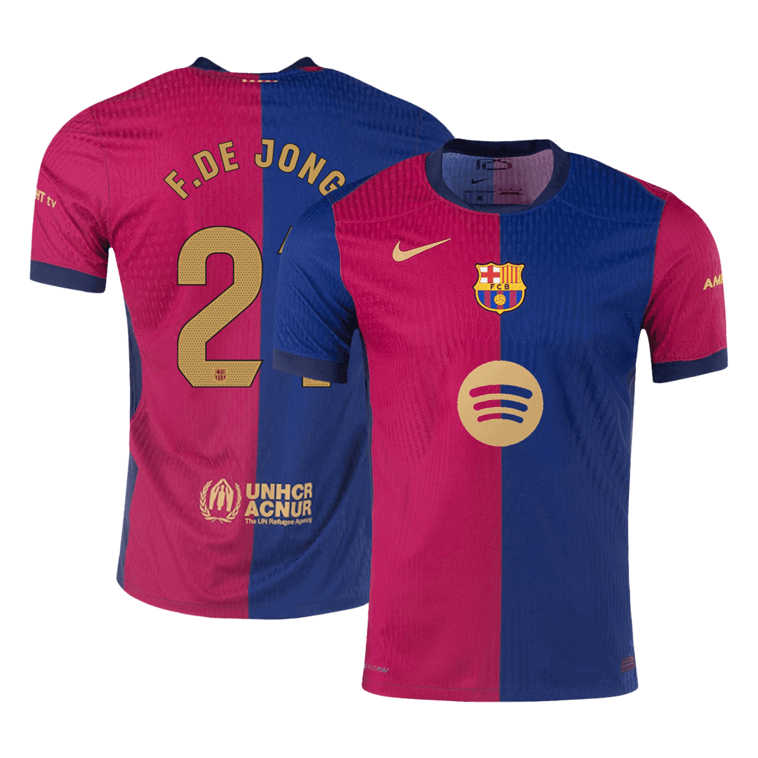 Player Version F.DE JONG #21 Barcelona Home  Soccer Jersey 2024/25 - Spotify Logo Without Text Top Soccer Jerseys Store