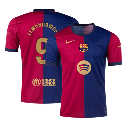 LEWANDOWSKI #9 Barcelona Home  Soccer Jersey 2024/25- Spotify Logo Without Text Top Soccer Jerseys Store